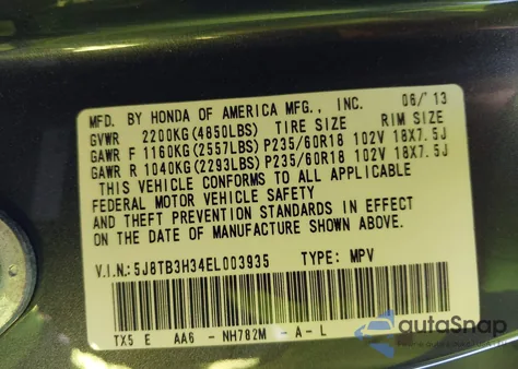 2014 Acura Rdx z USA, uszkodzony, nr VIN 5J8TB3H34EL003935